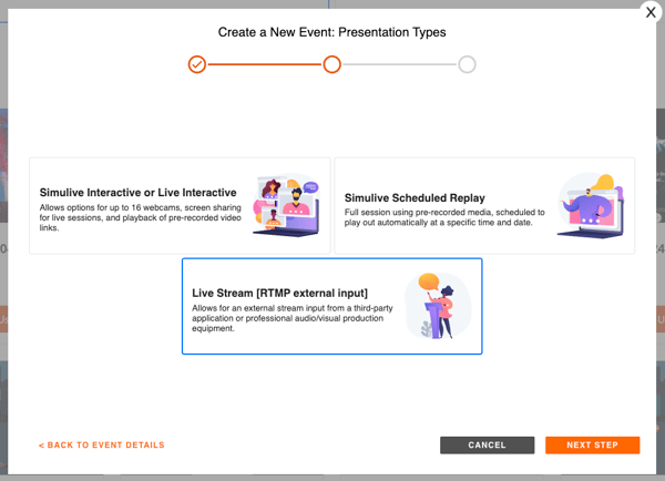 Live stream create event