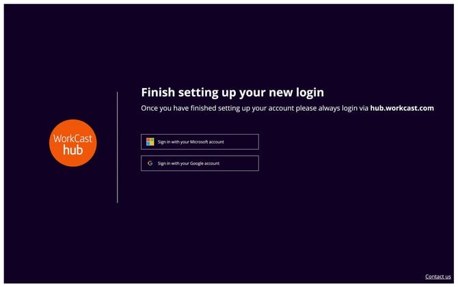 WorkCast Hub - Finish setting up your account - only SSO (1)